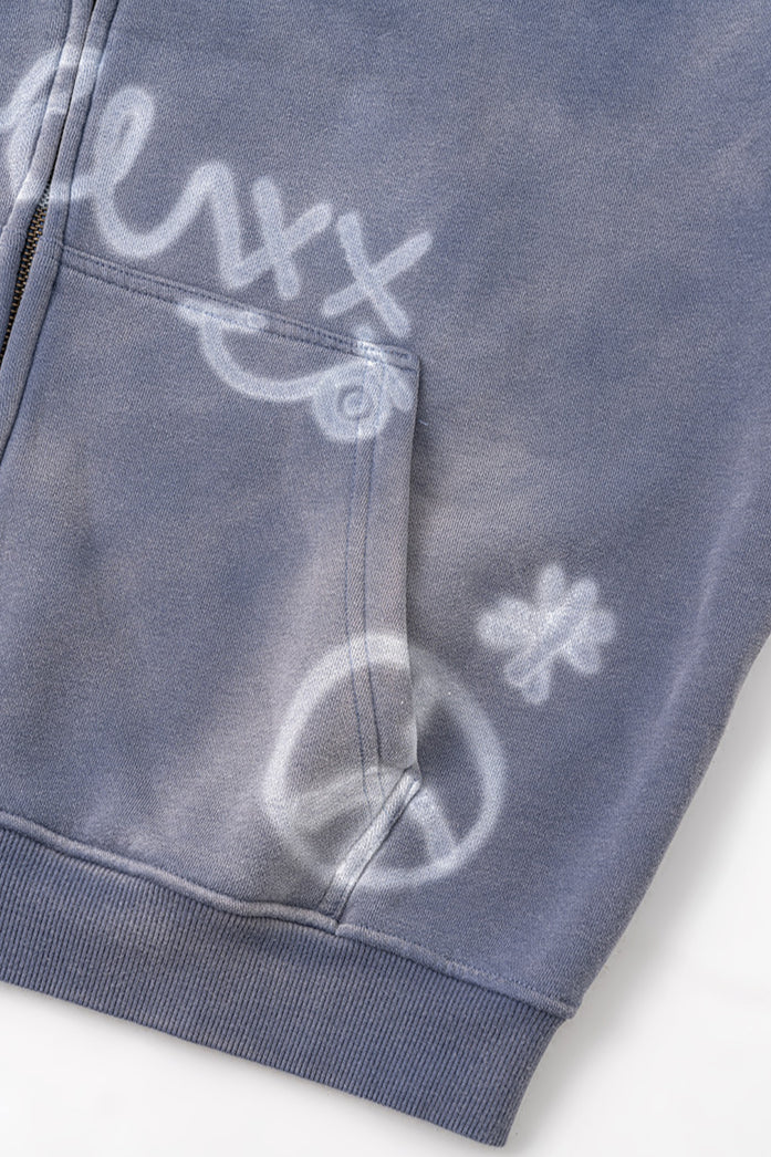 Sudadera con capucha y cremallera con diseño de grafiti de estilo urbano para hombre