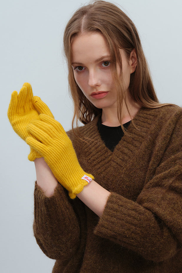 Guantes de lana con encaje de punto para mujer para invierno