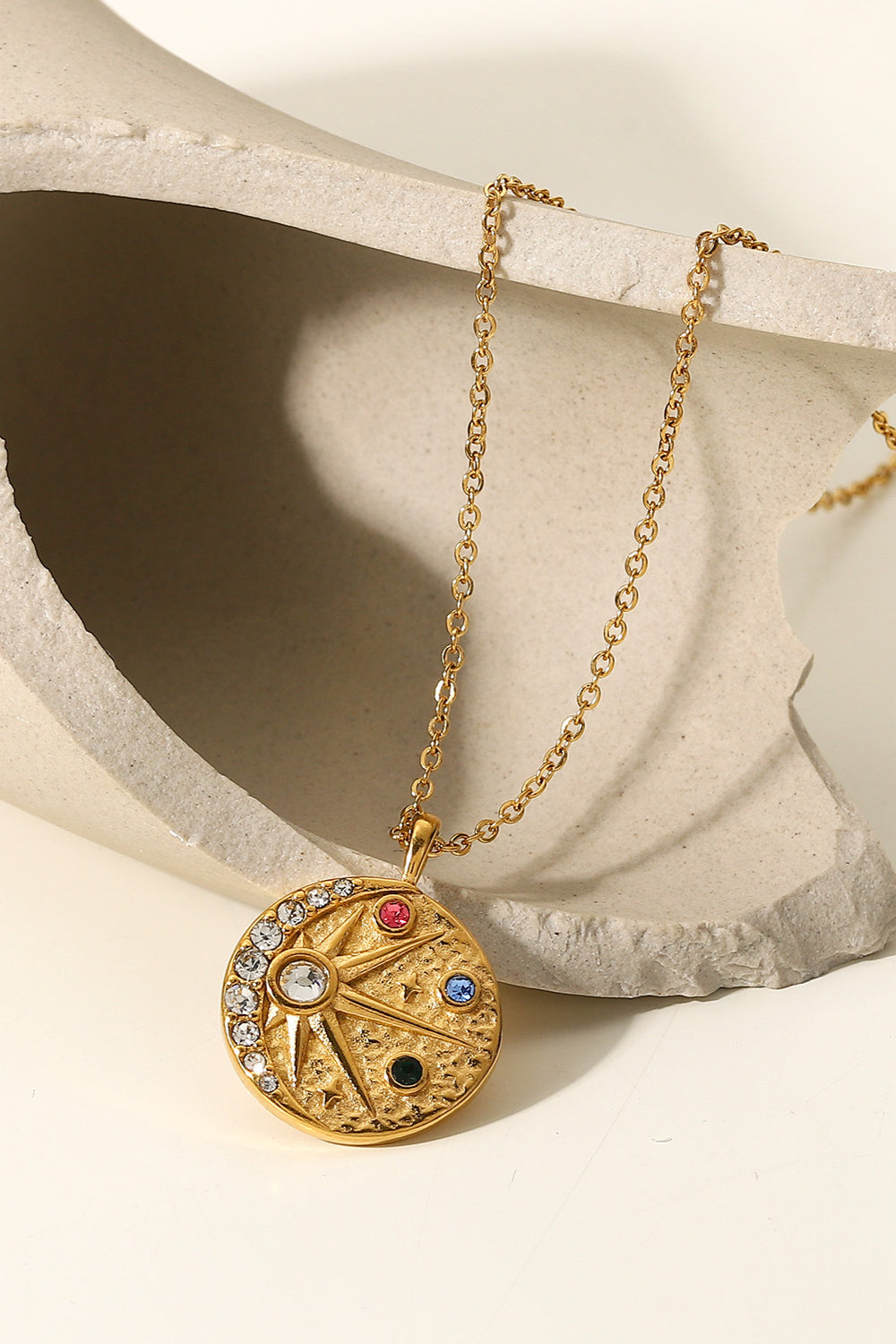 Elegant Gold Sun Pendant Necklace