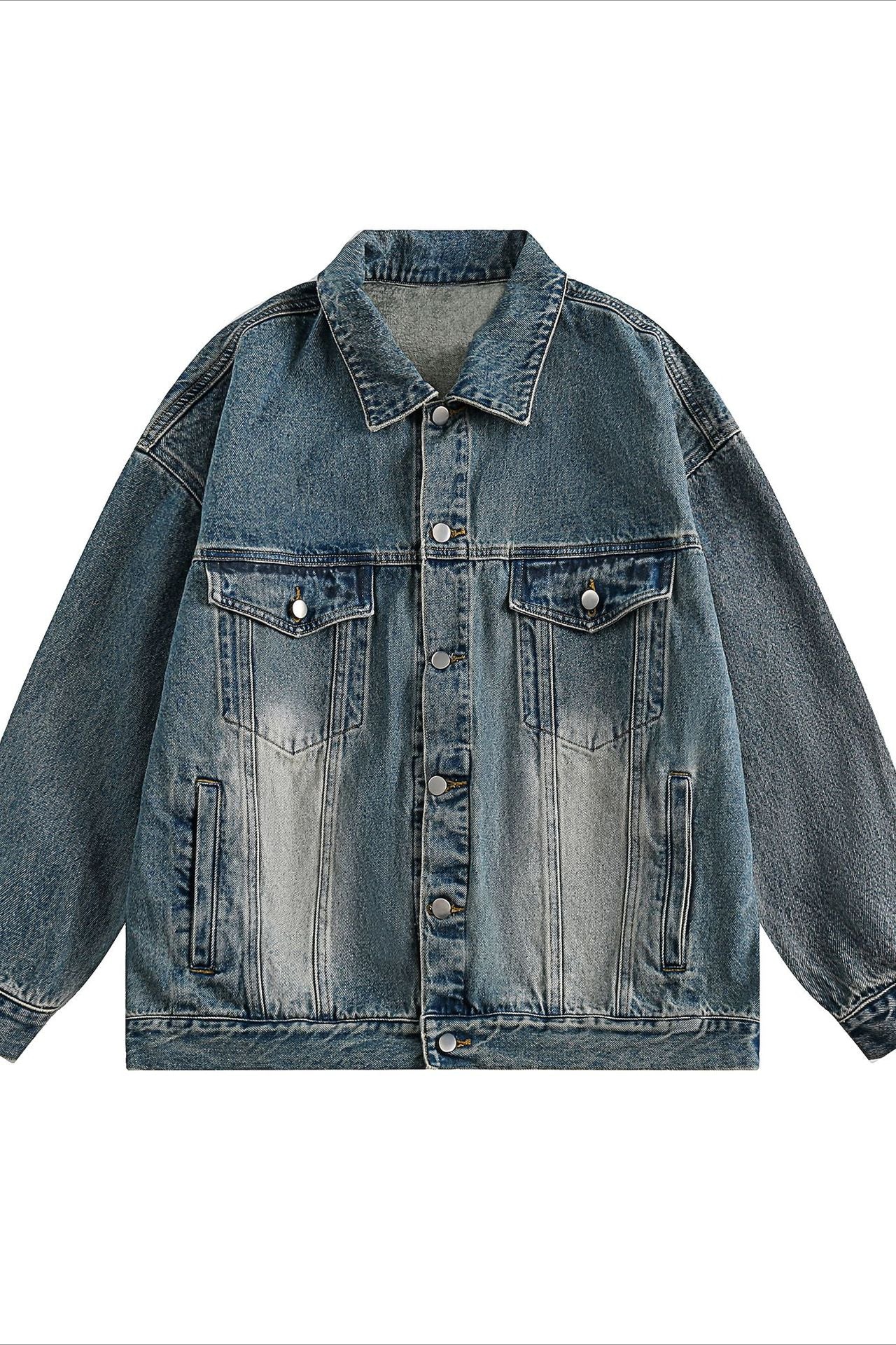 Men's Casual Denim Jacket with Vintage Wash