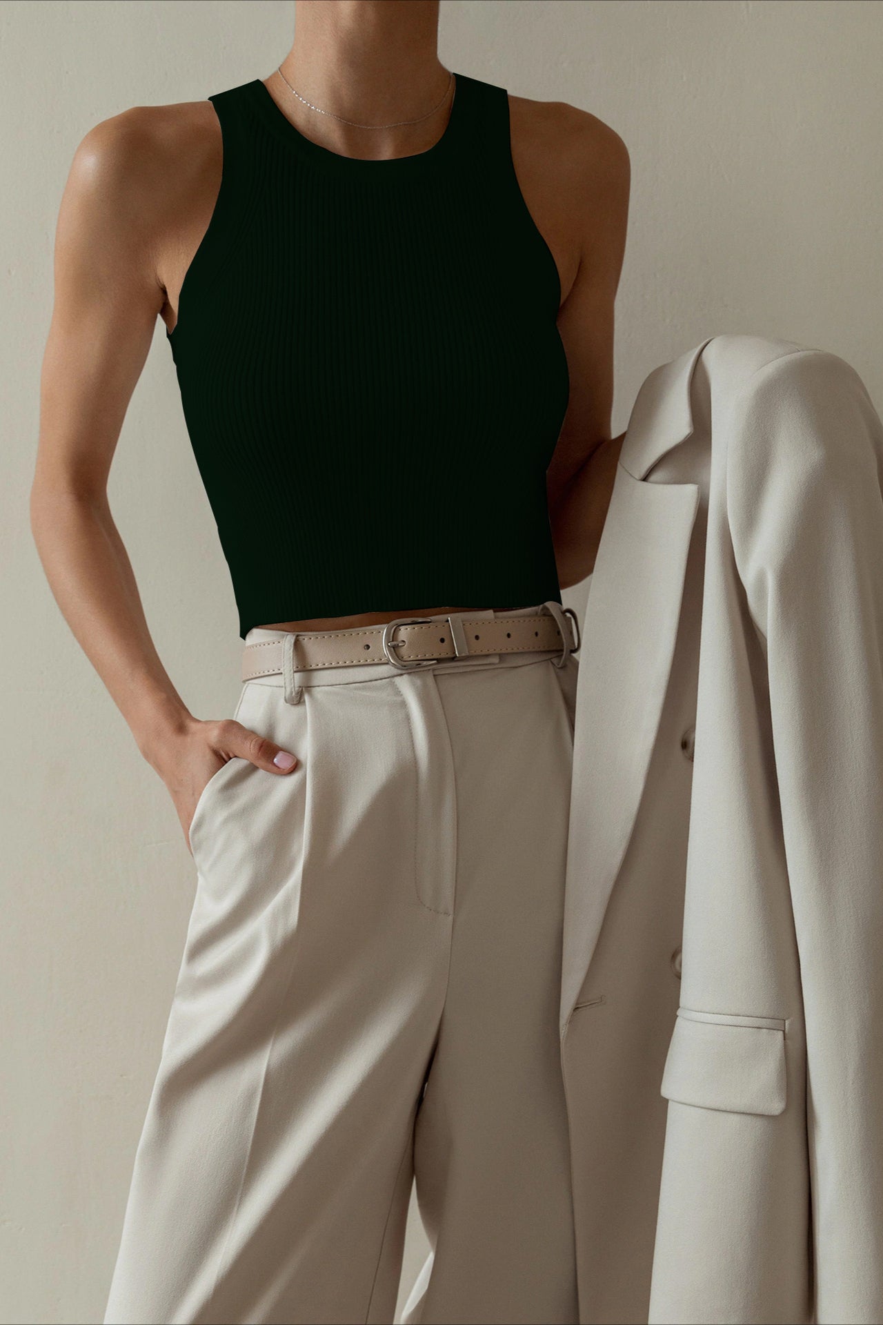 Ethereal Silhouette Ribbed Top