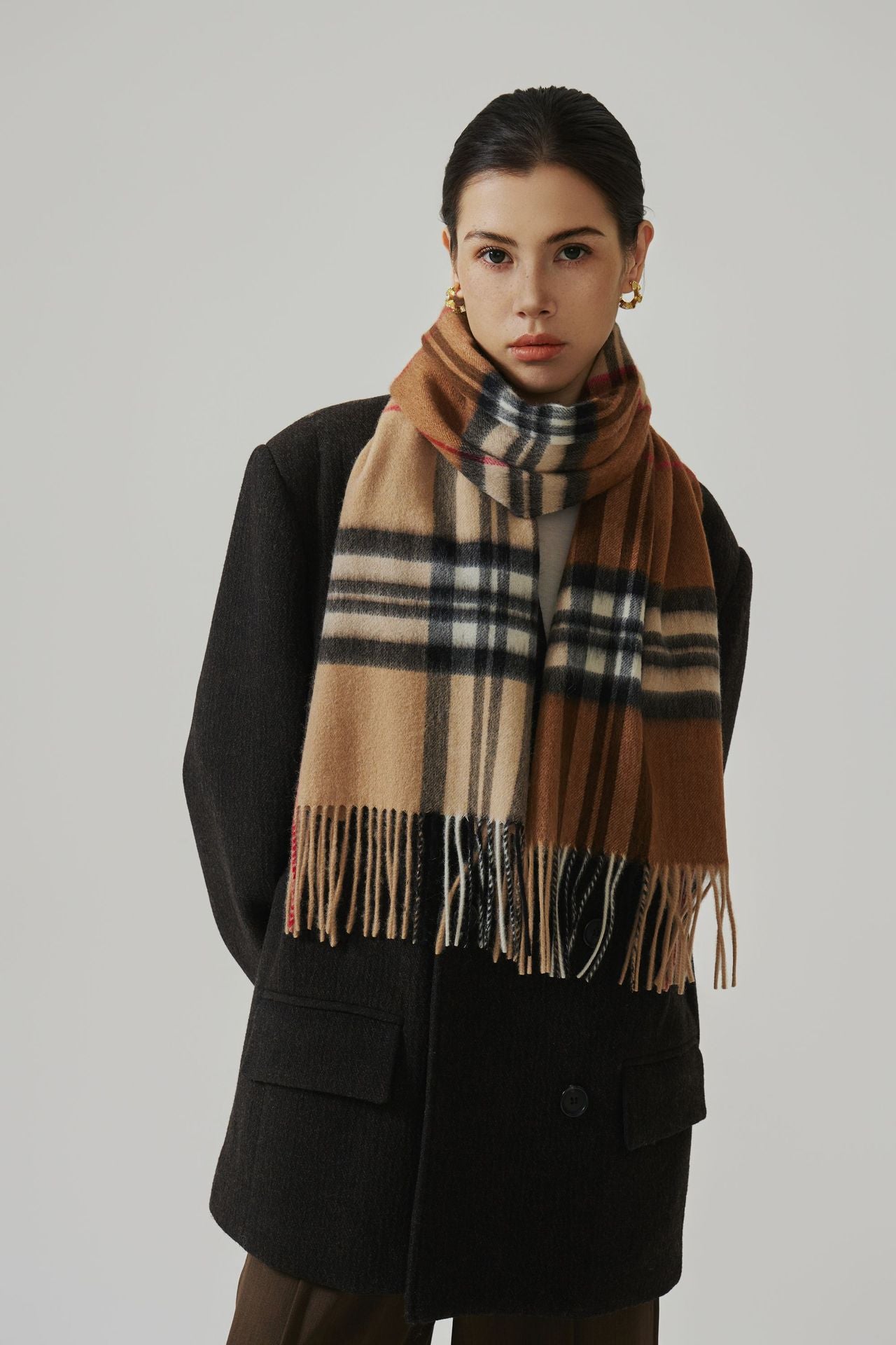 Classic Plaid Wool Tassel Scarf