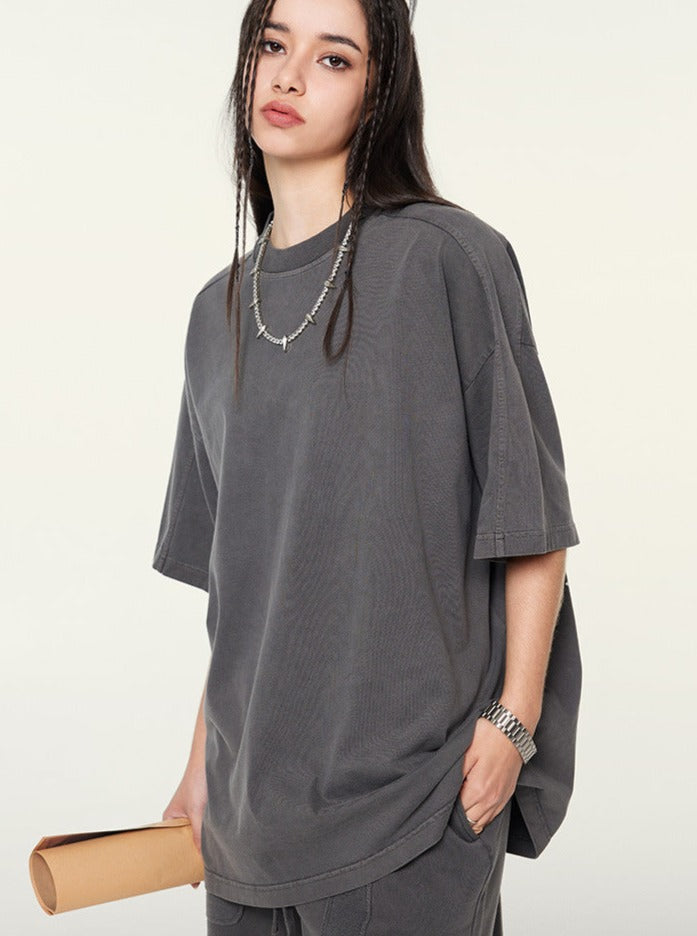 Loose Grey Basic Solid Color Casual Shirt