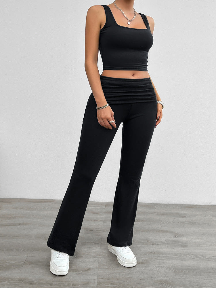 Black Casual Slim Pants Set