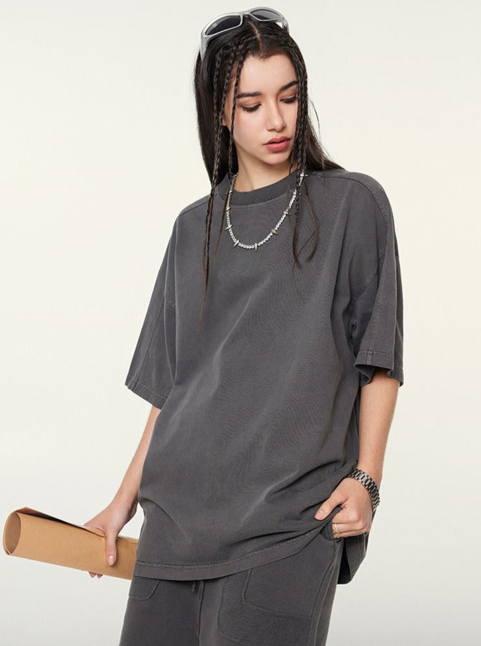 Loose Grey Basic Solid Color Casual Shirt