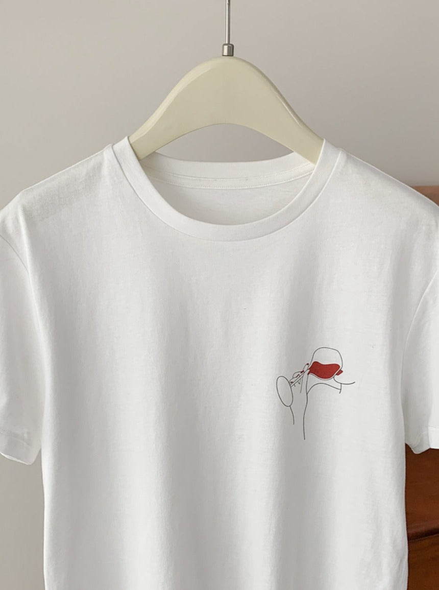 Camiseta de manga corta con cuello redondo y estampado casual 