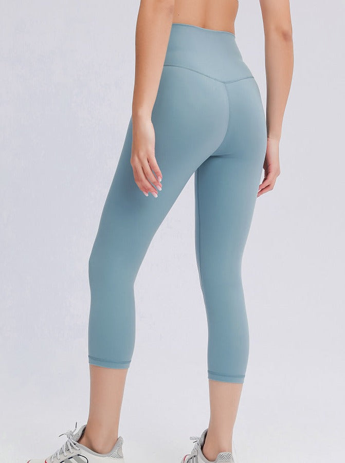 Pantalones de yoga elásticos de cintura alta para ejercicio en color azul pálido