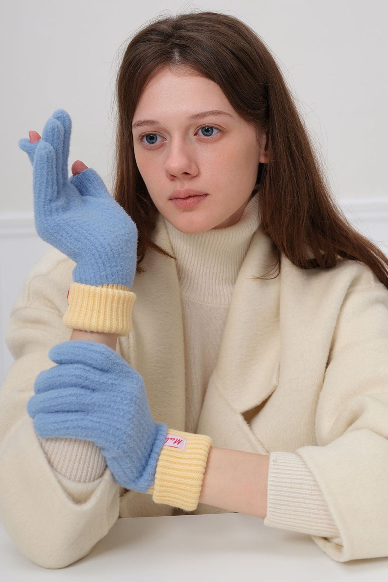 Guantes de lana tejidos a la moda y cálidos