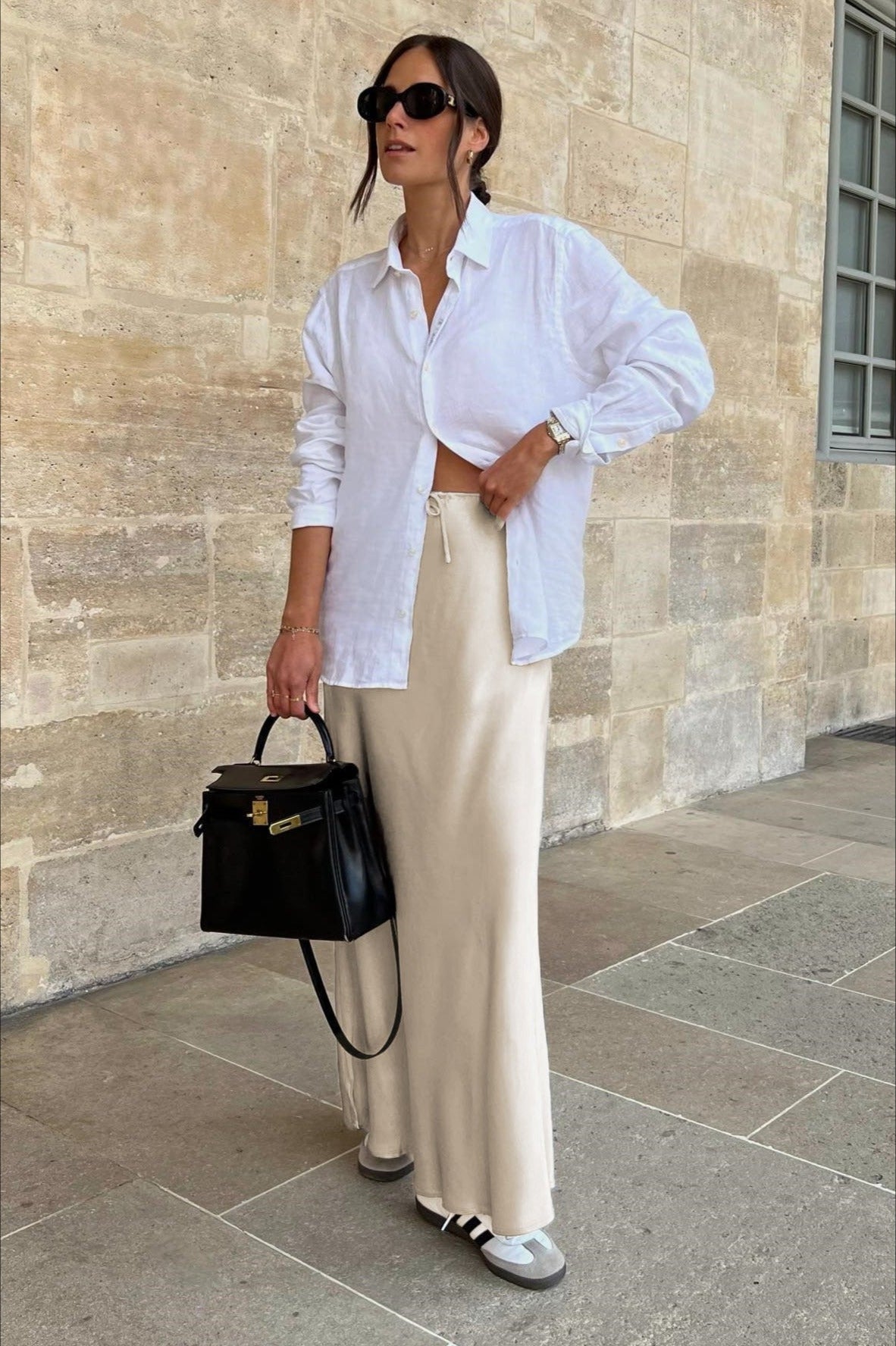 Beige Tie Wait Maxi Skirt