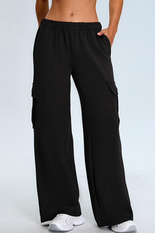 Casual Wide-Leg Cargo Sweat Pants for Relaxed