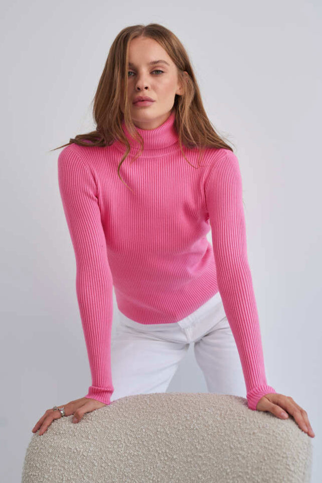 Eterna Contour Ribbed Turtleneck Sweater